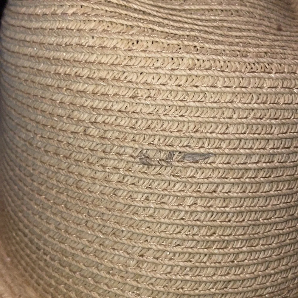 Nine West Straw Fedora Hat with Bead Tassel Charm Details Tan